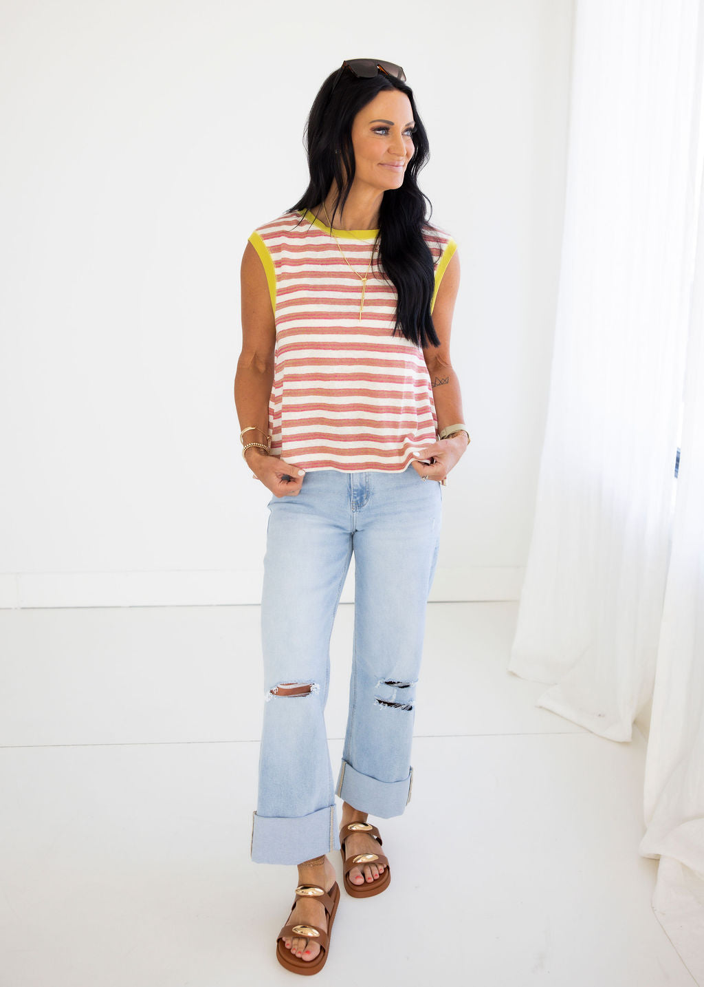 Myra Striped Muscle Tee