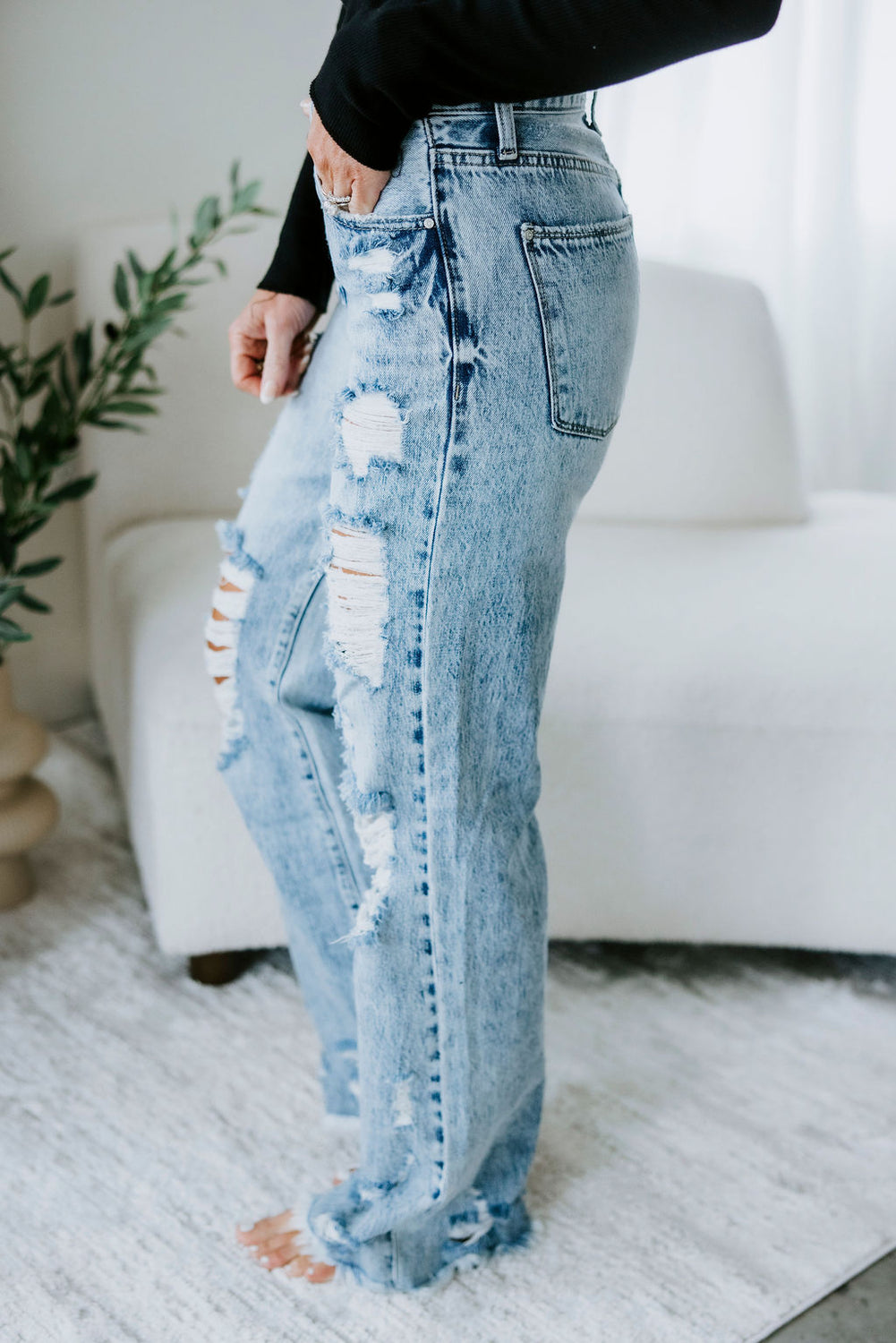 Josie Petra Distressed Flare Jeans