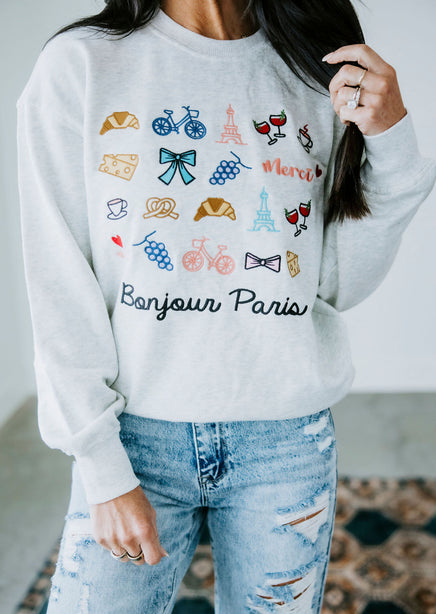 Bonjour Paris Embroidered Sweatshirt product view