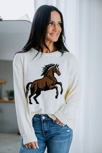 Stable Standard Horse Motif Sweater