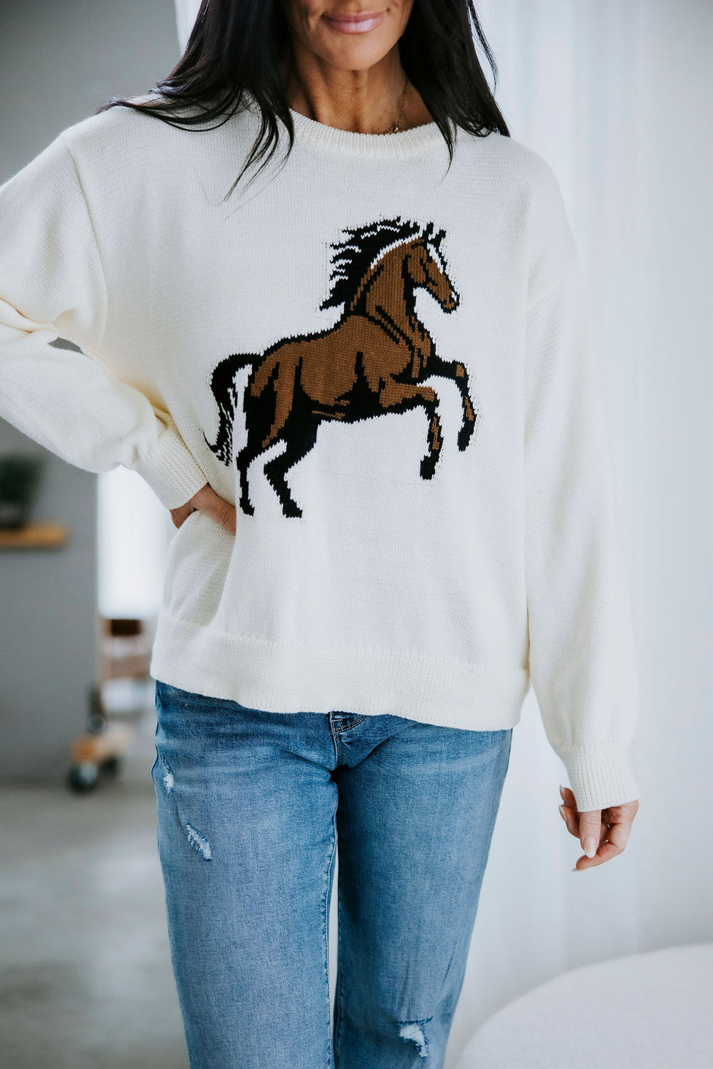 Stable Standard Horse Motif Sweater