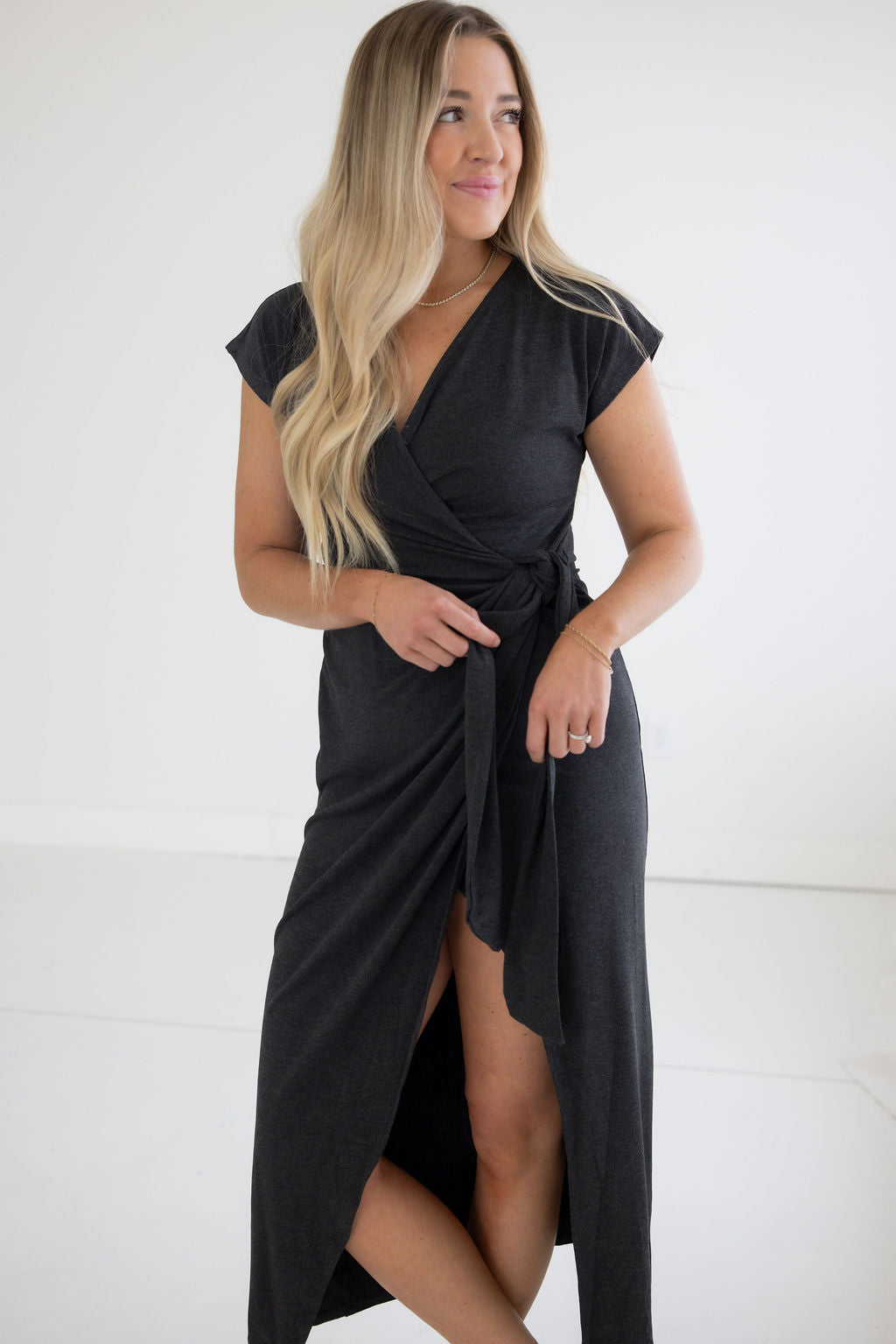 image of Silvy Tie Wrap Dress