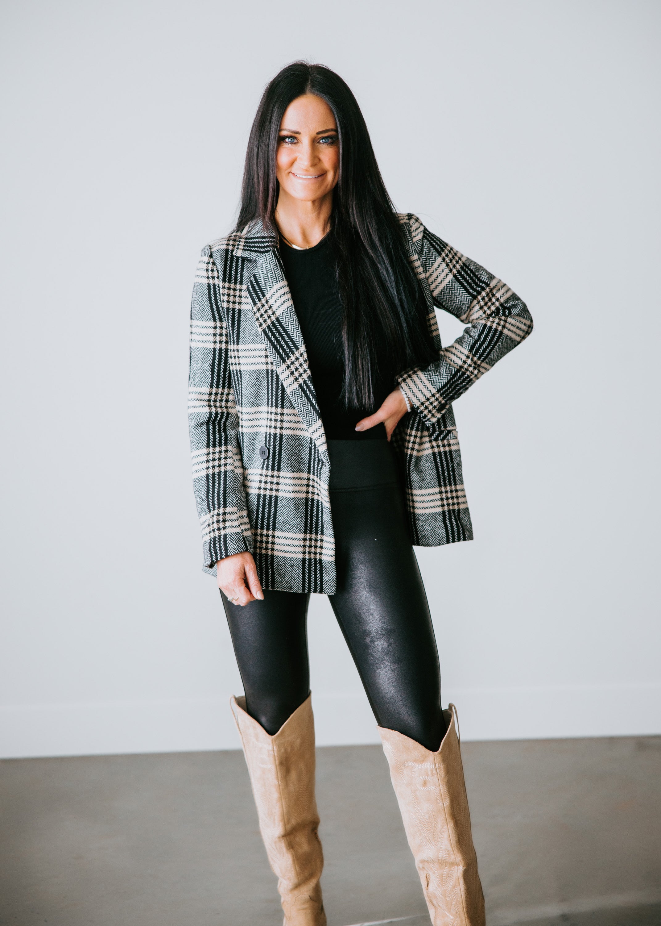 image of Cora Plaid Blazer