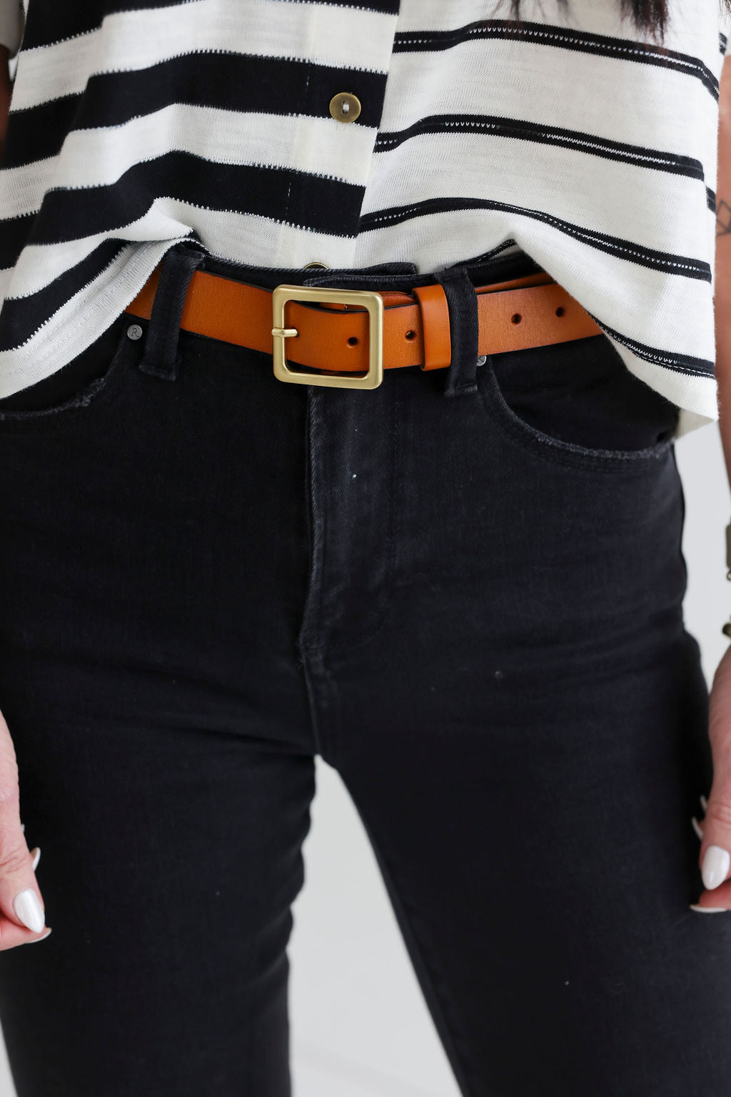 image of Leather Square Buckle Belt