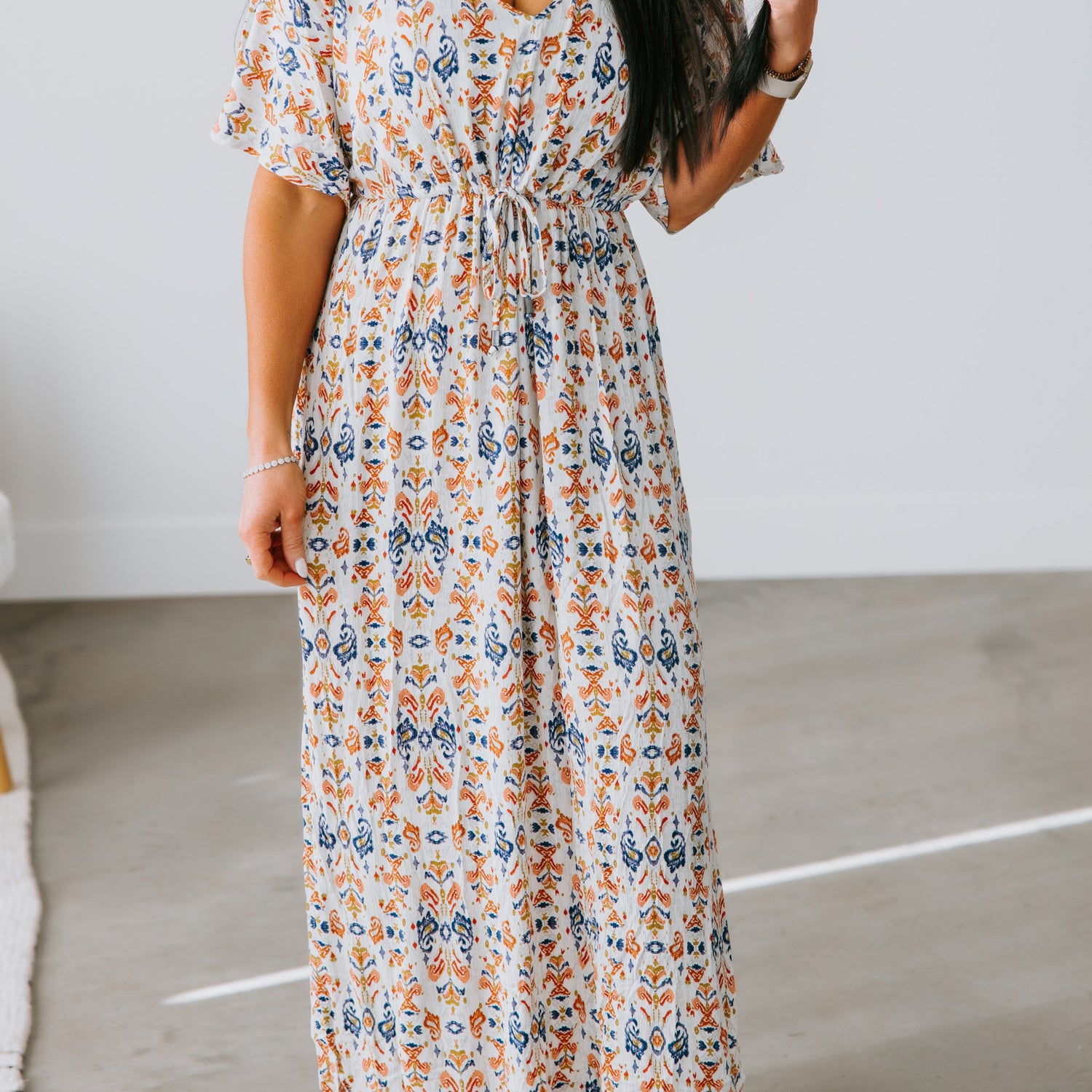 Round-Trip Smocked Maxi Dress