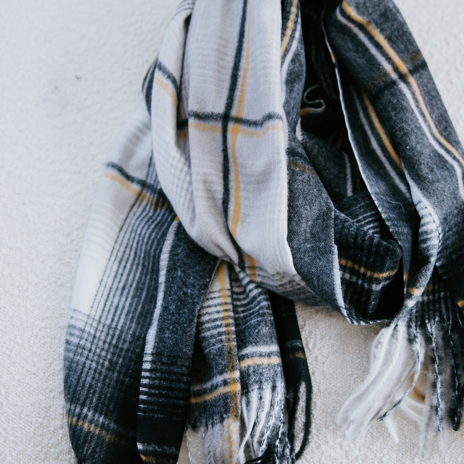 Oblong Brushed Plaid Scarf