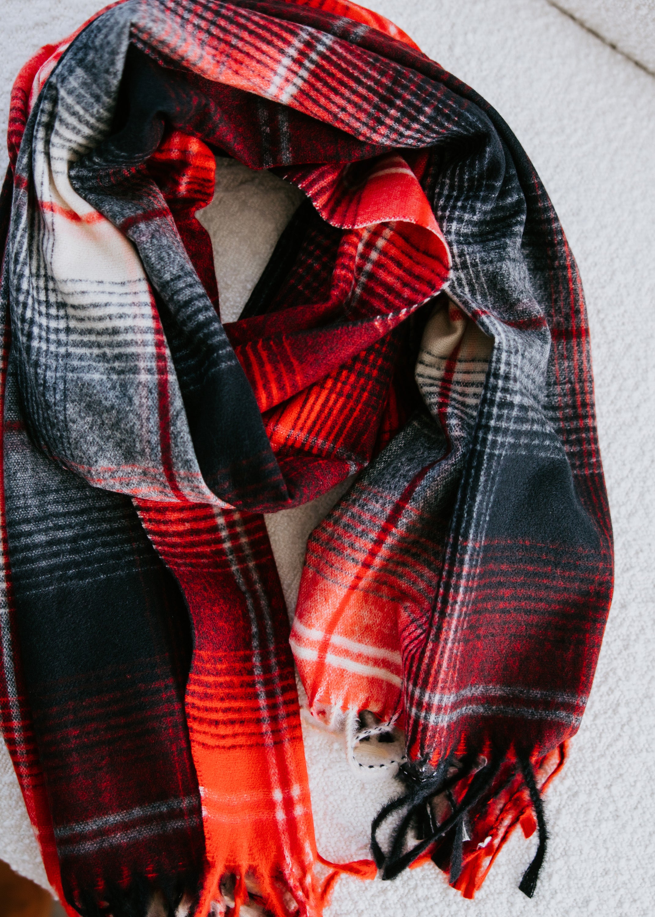 image of Oblong Brushed Plaid Scarf