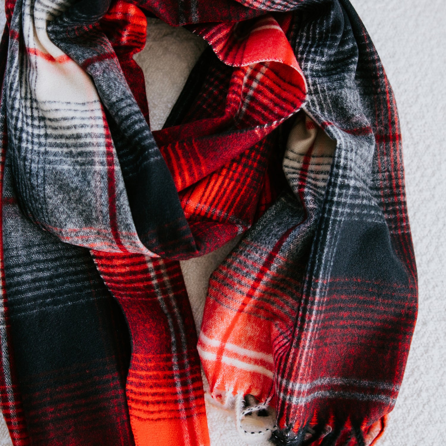 Oblong Brushed Plaid Scarf