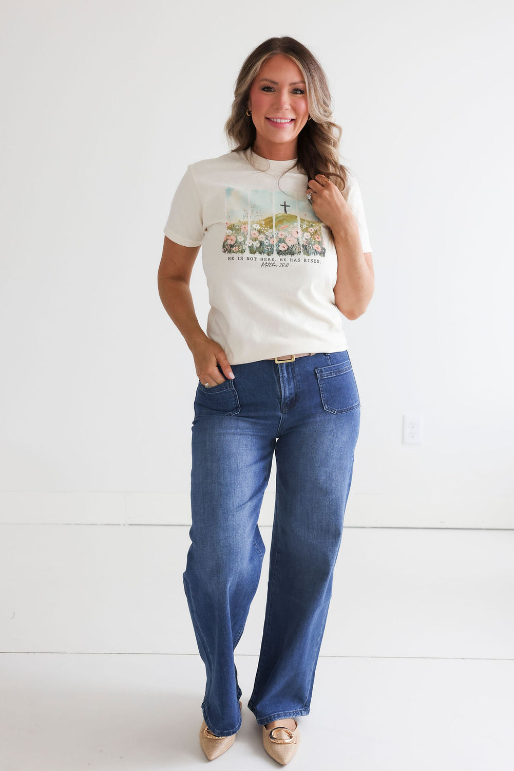 He Is Risen Wildflower Graphic Tee