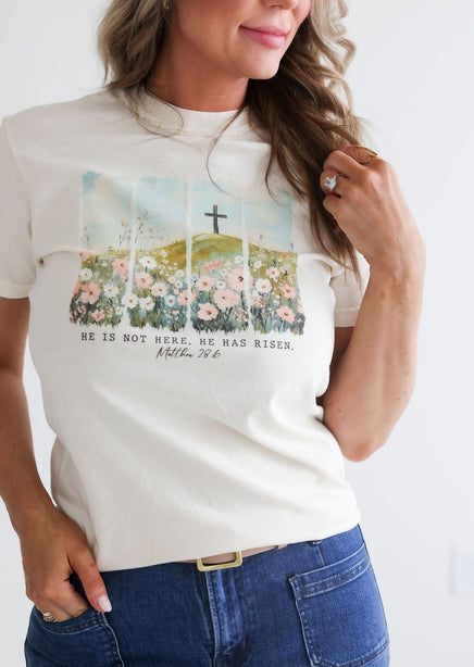 He Is Risen Wildflower Graphic Tee product view