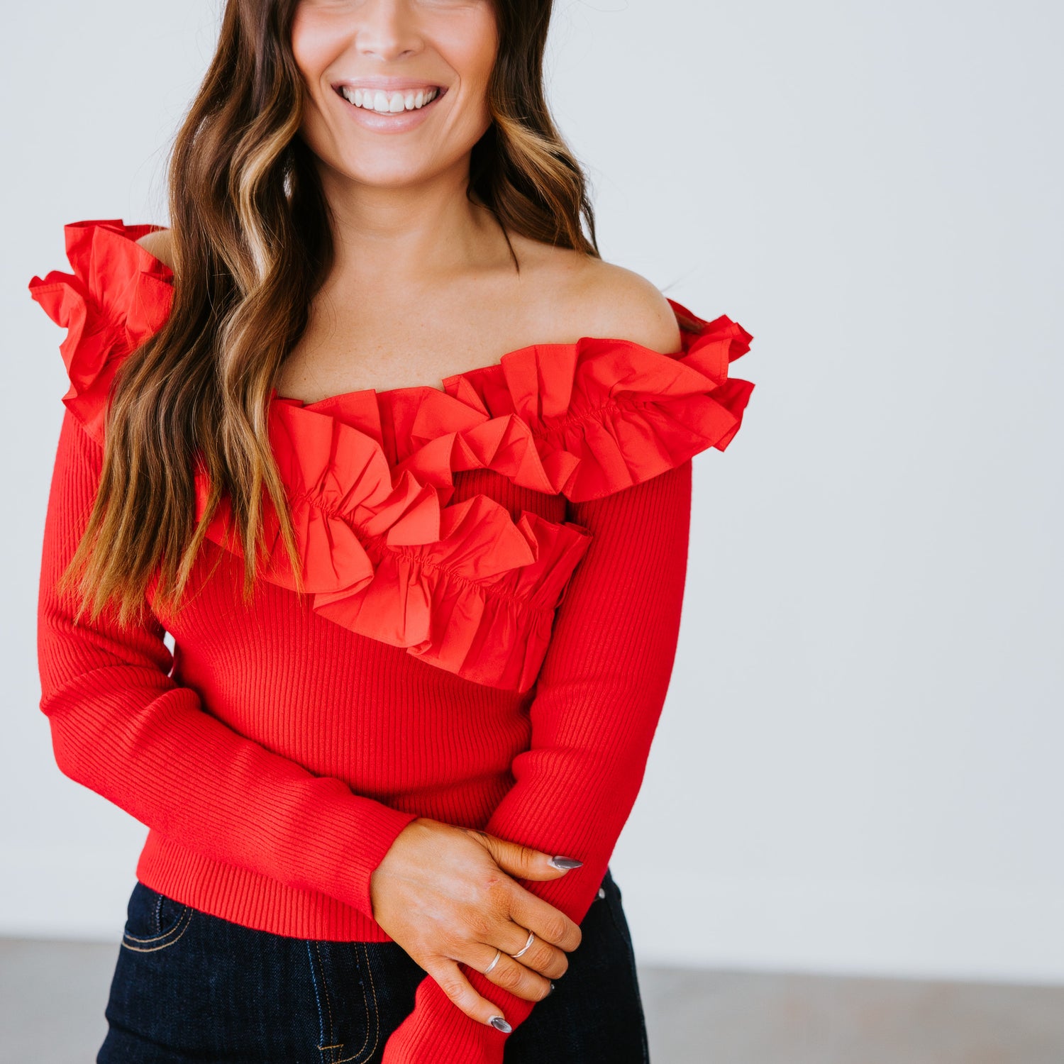 Rey Ruffled Shoulder Top