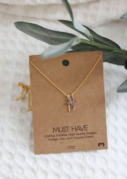 Triple Cross Pendant Necklace product view
