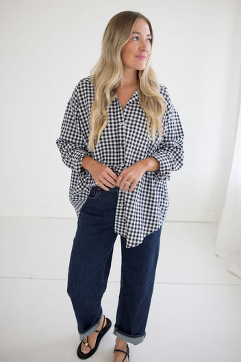 Britten Gingham Button Down Top