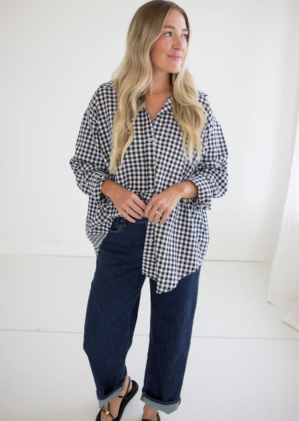 Britten Gingham Button Down Top product view
