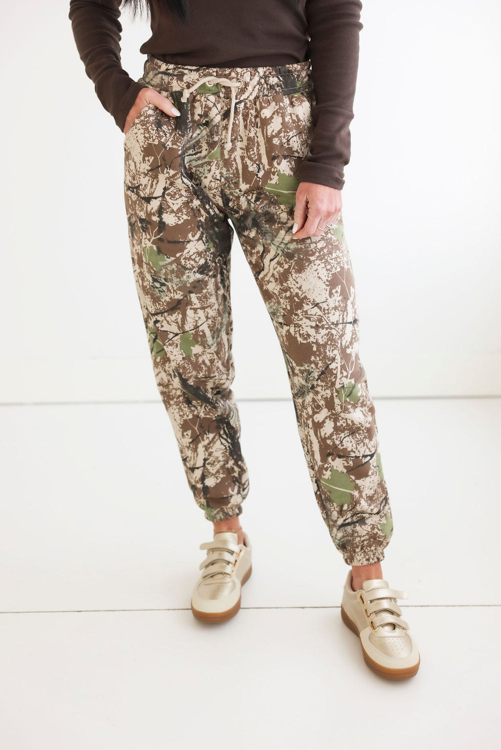 Mixed Sand Camo Joggers by Lily & Lottie