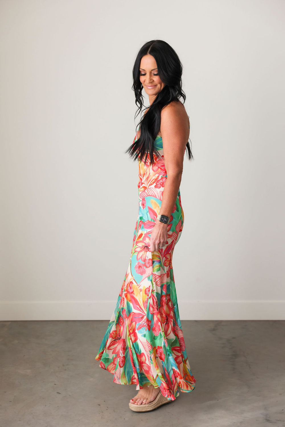 Sea of Hibiscus Floral Maxi Dress