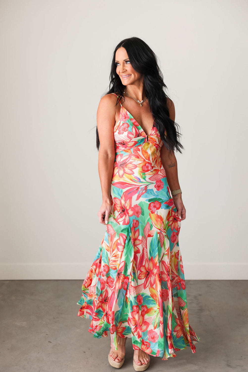 Sea of Hibiscus Floral Maxi Dress