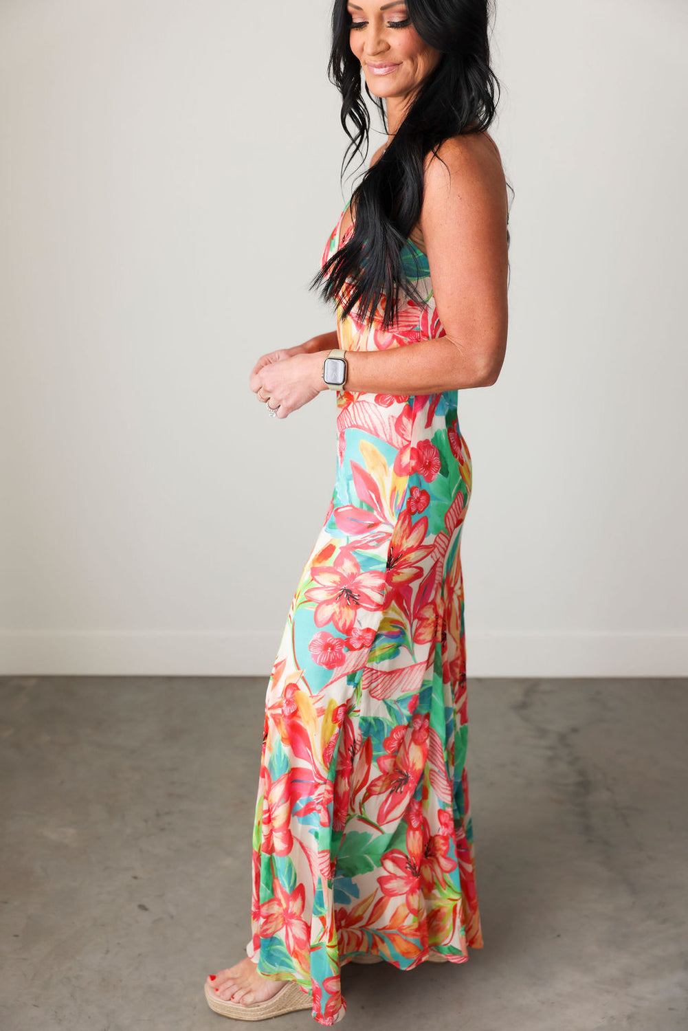 Sea of Hibiscus Floral Maxi Dress