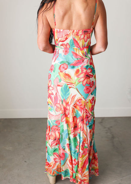 Sea of Hibiscus Floral Maxi Dress