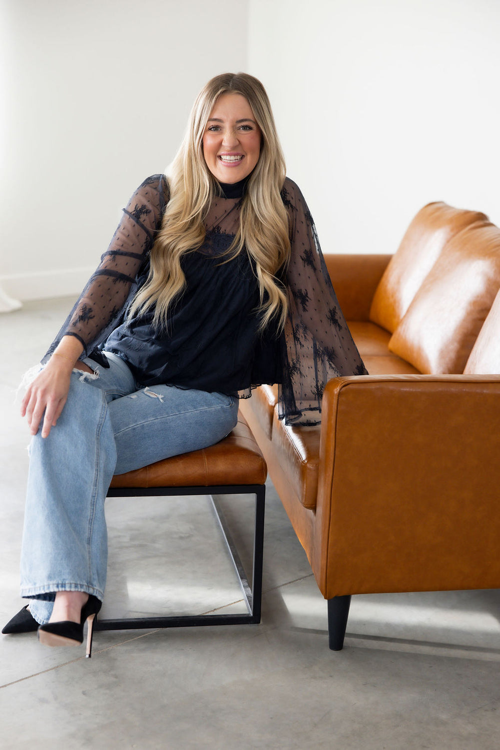 Roslyn Mock Neck Lace Blouse