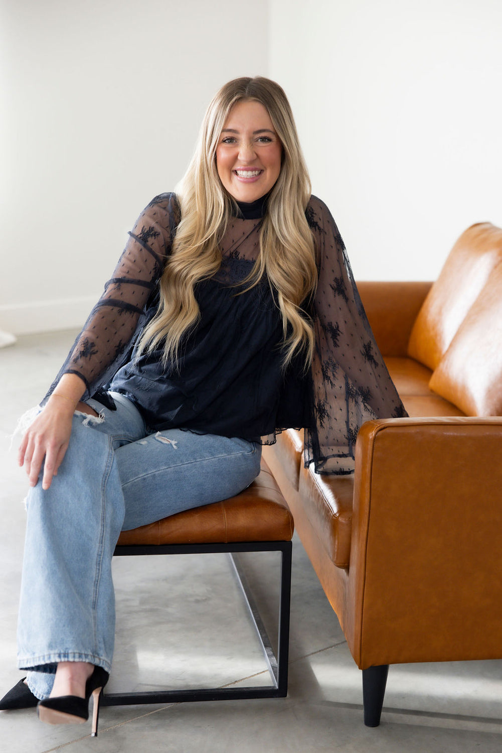 Roslyn Mock Neck Lace Blouse