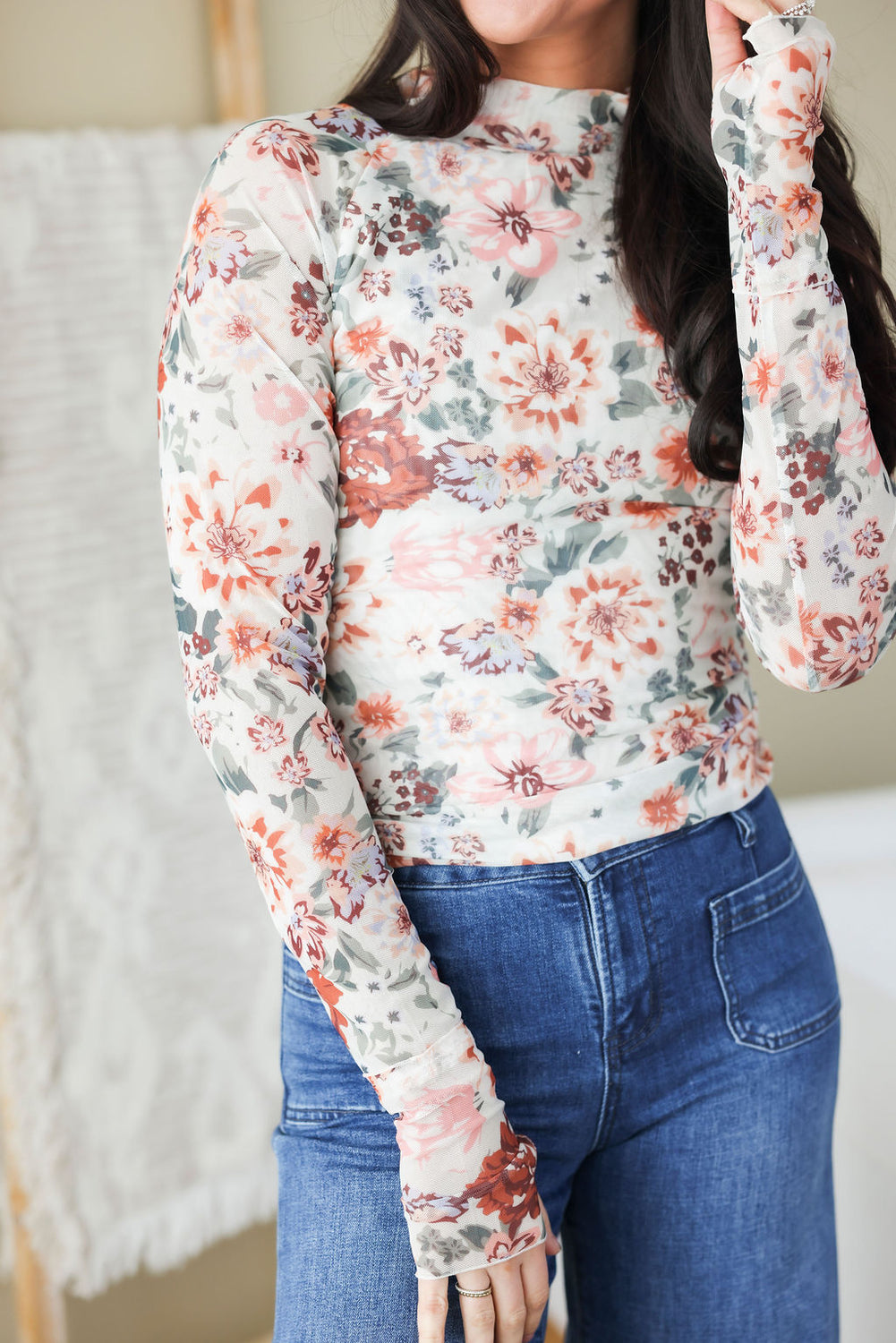 Abegail Floral Mesh Top
