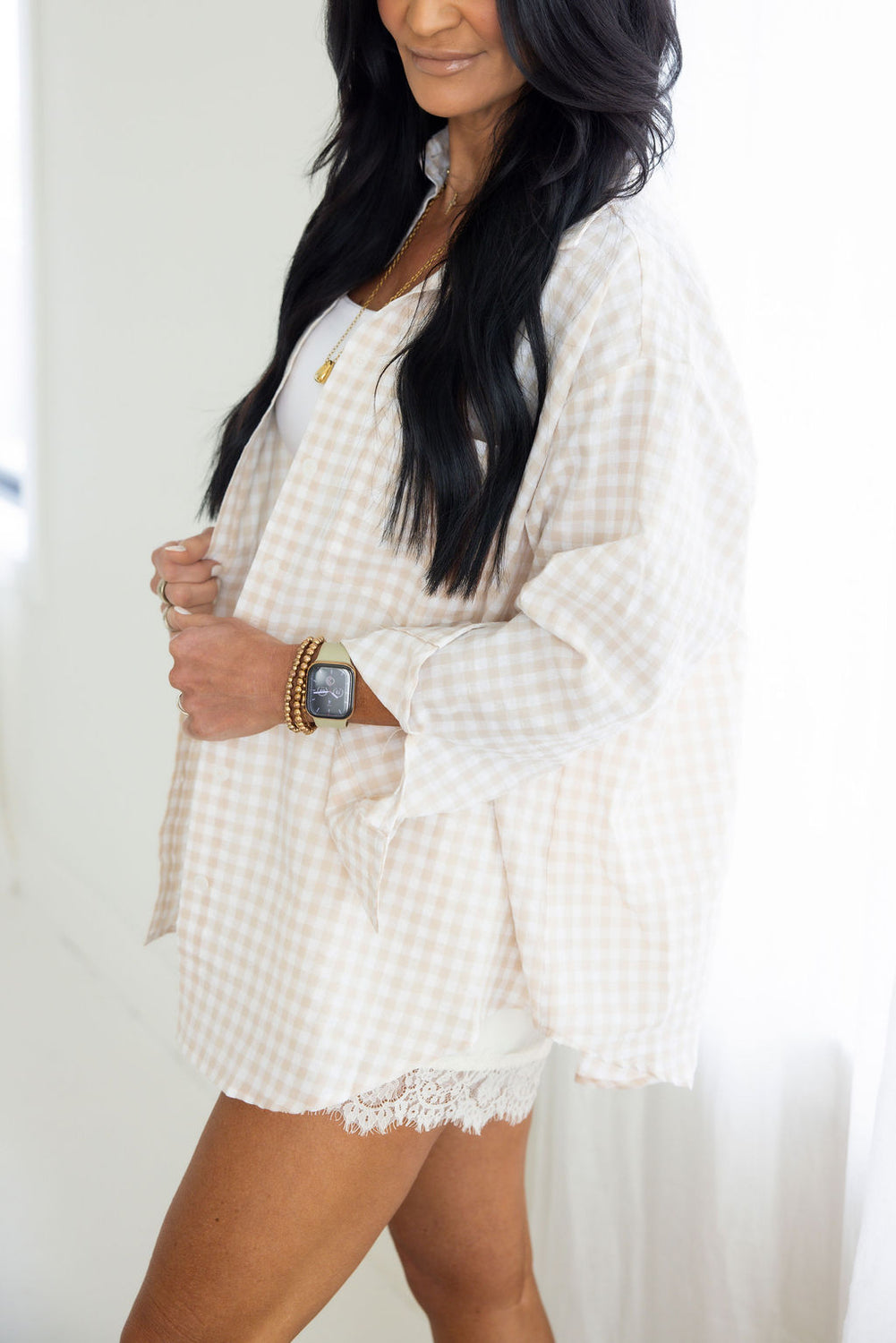 Britten Gingham Button Down Top