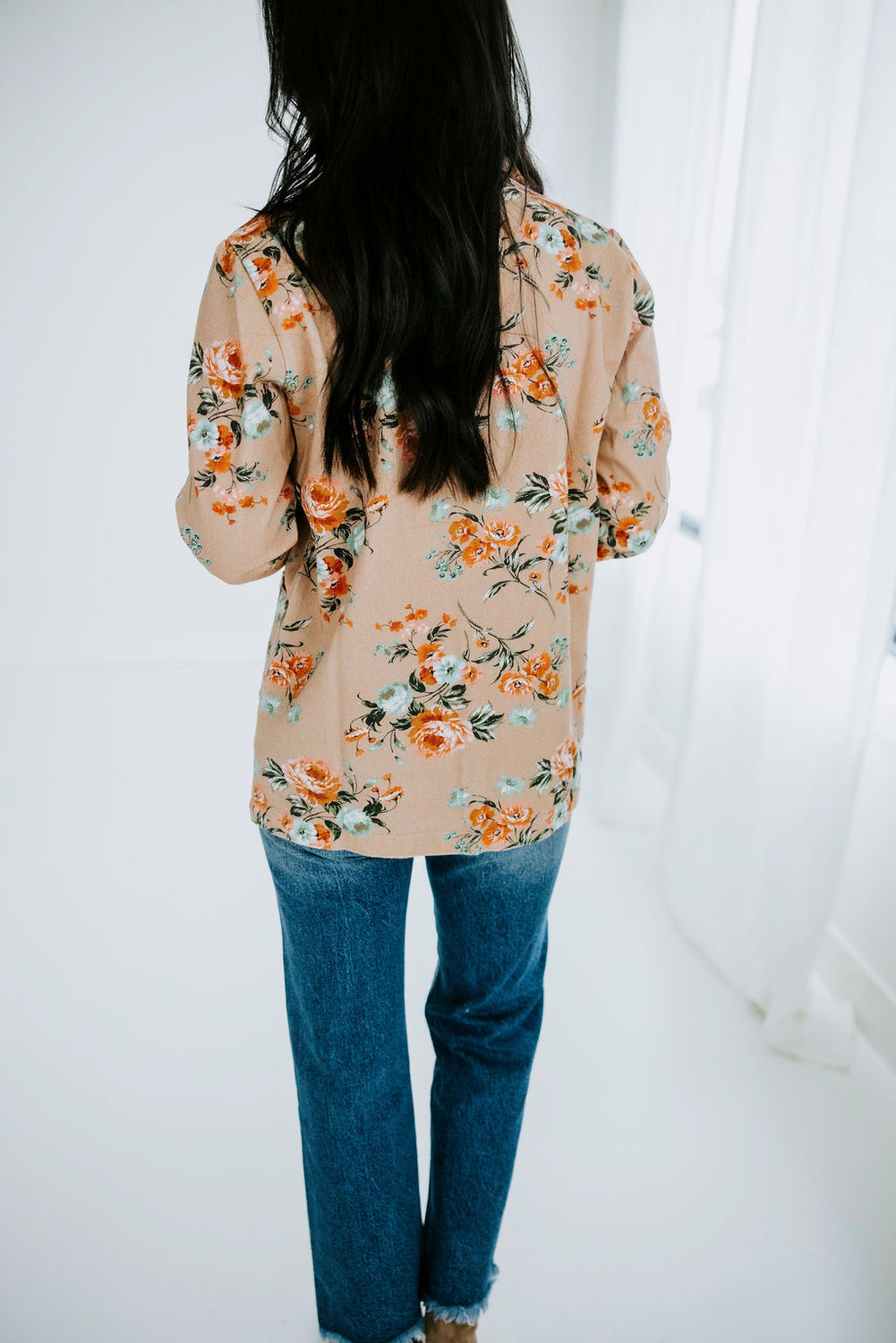 Janae Floral Print Denim Blazer