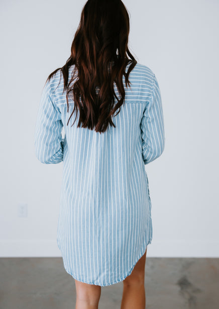 Janey Striped Mini Shirt Dress
