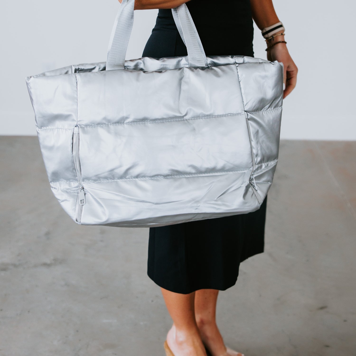 Metallic Puffer Tote