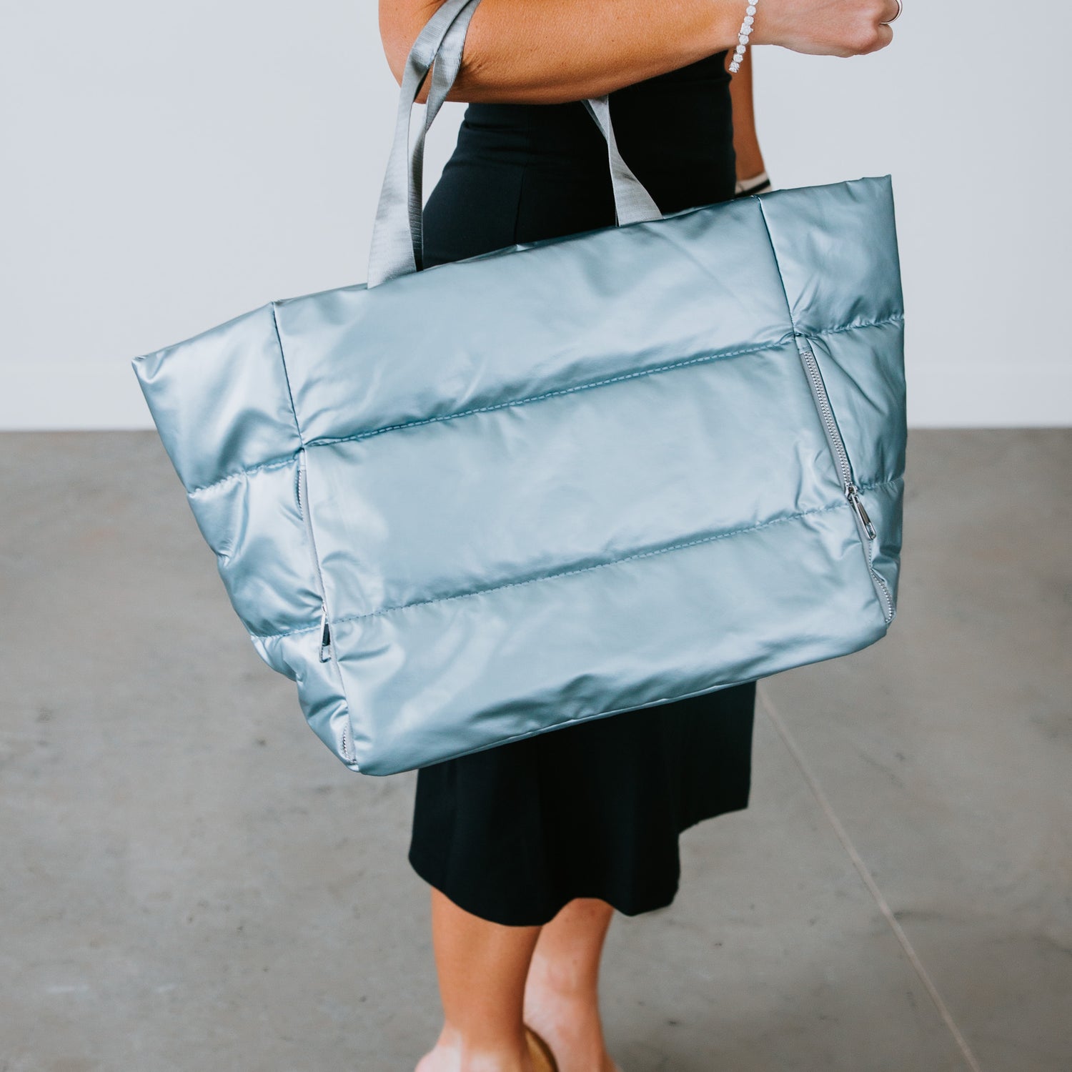 Metallic Puffer Tote