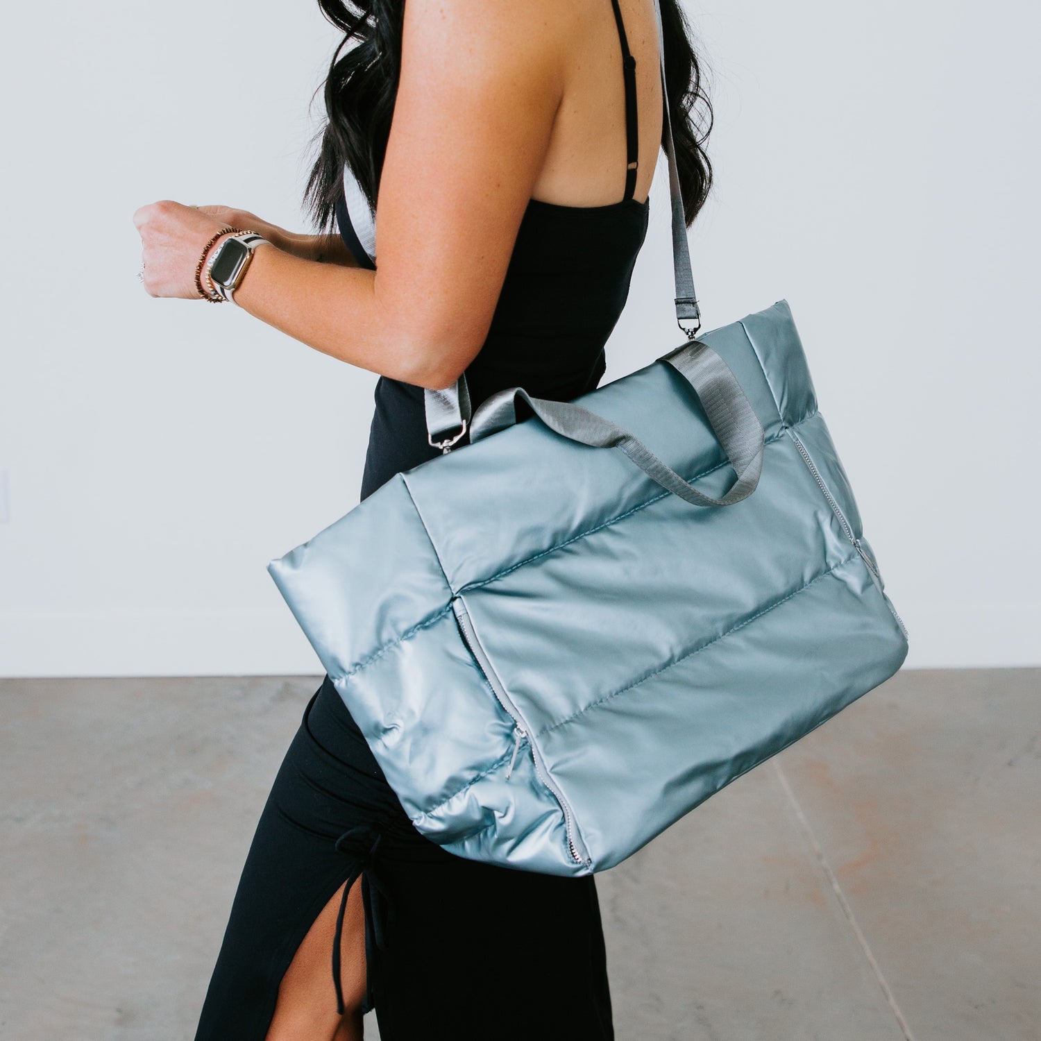 Metallic Puffer Tote