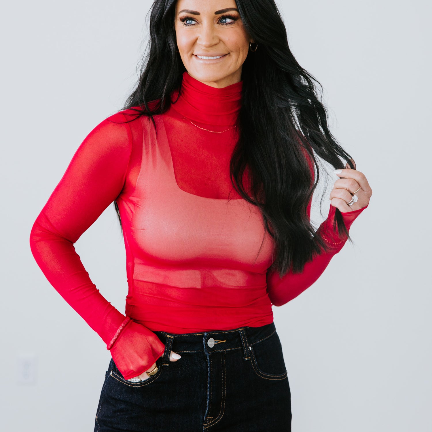 Sadi Mesh Long Sleeve Top