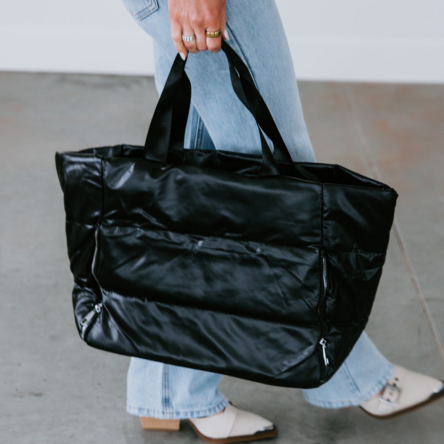 Metallic Puffer Tote