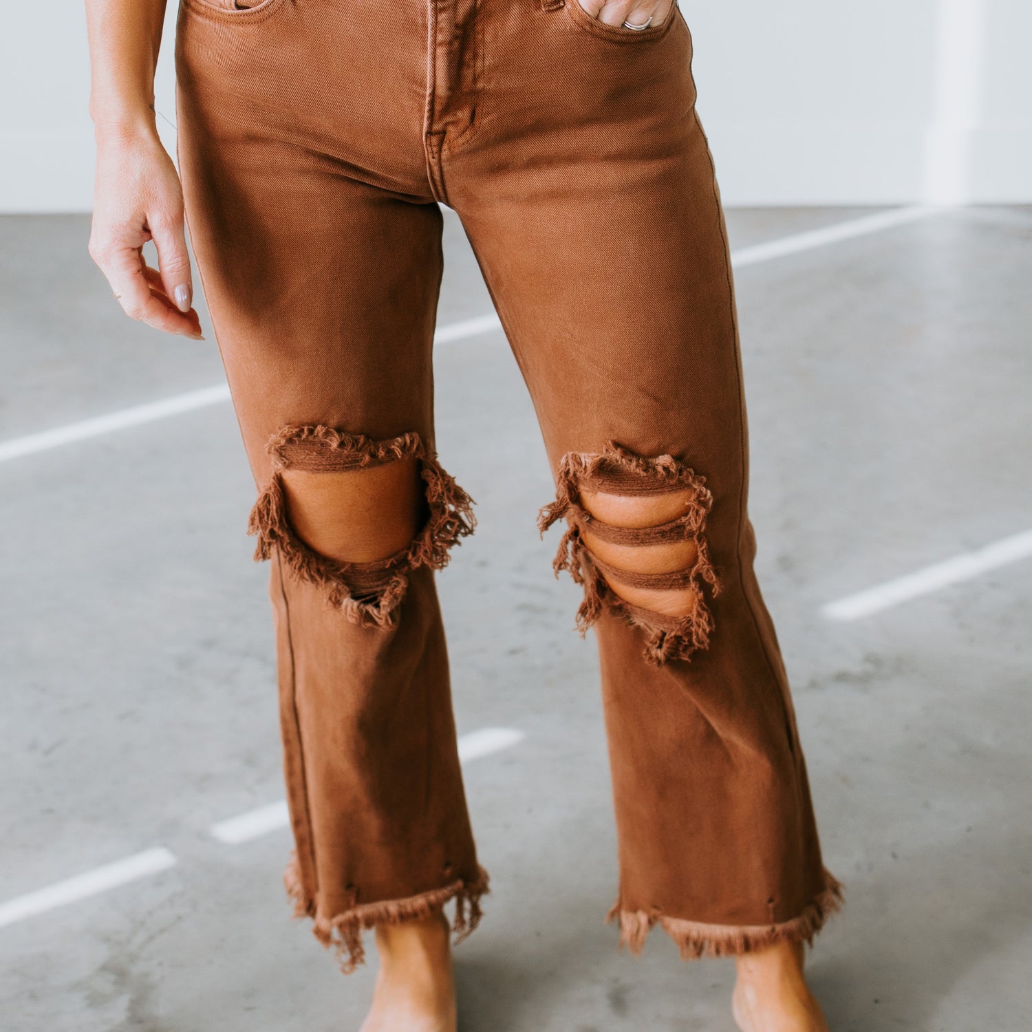 Randie Distressed Straight Pants