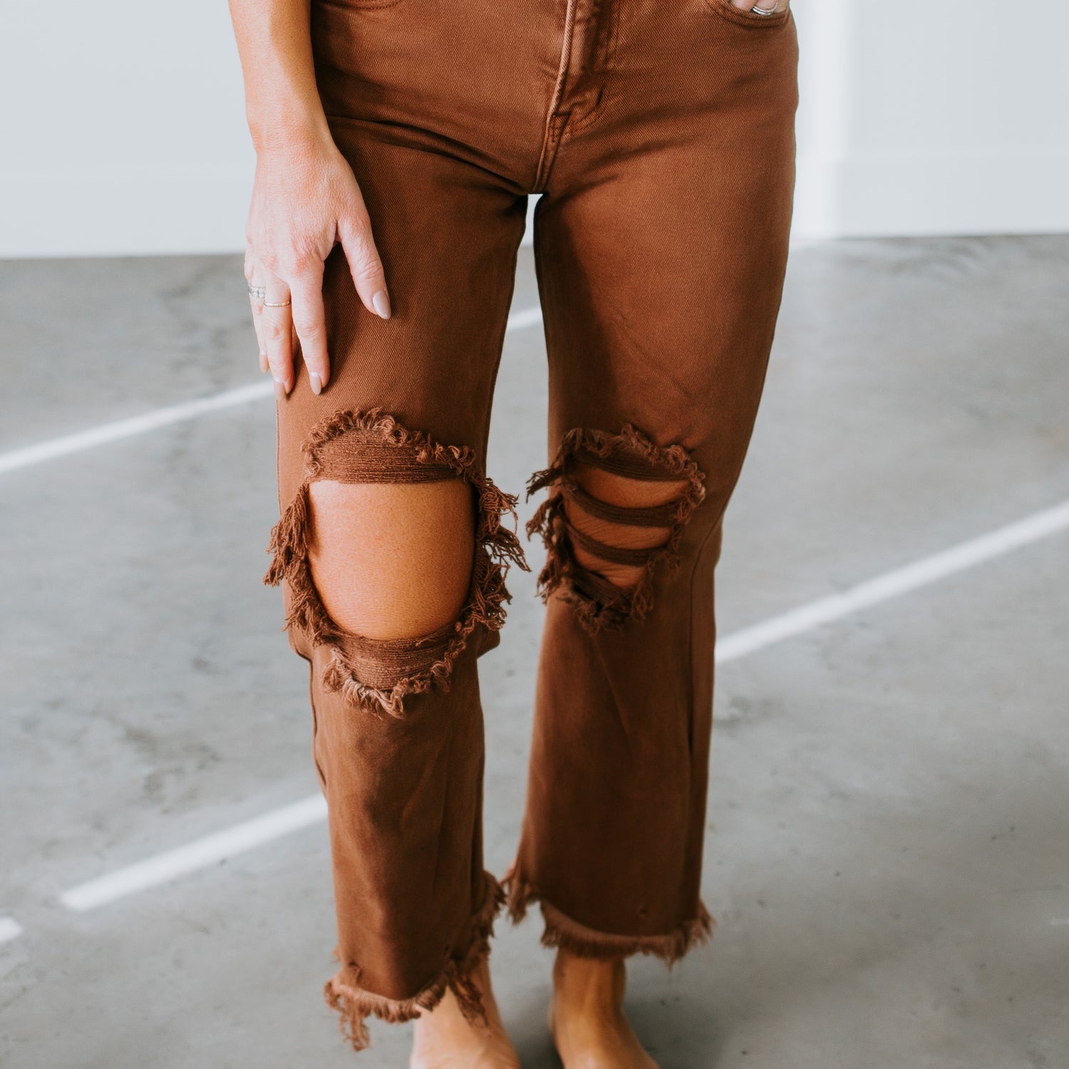 Randie Distressed Straight Pants