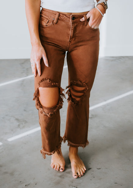 Randie Distressed Straight Pants