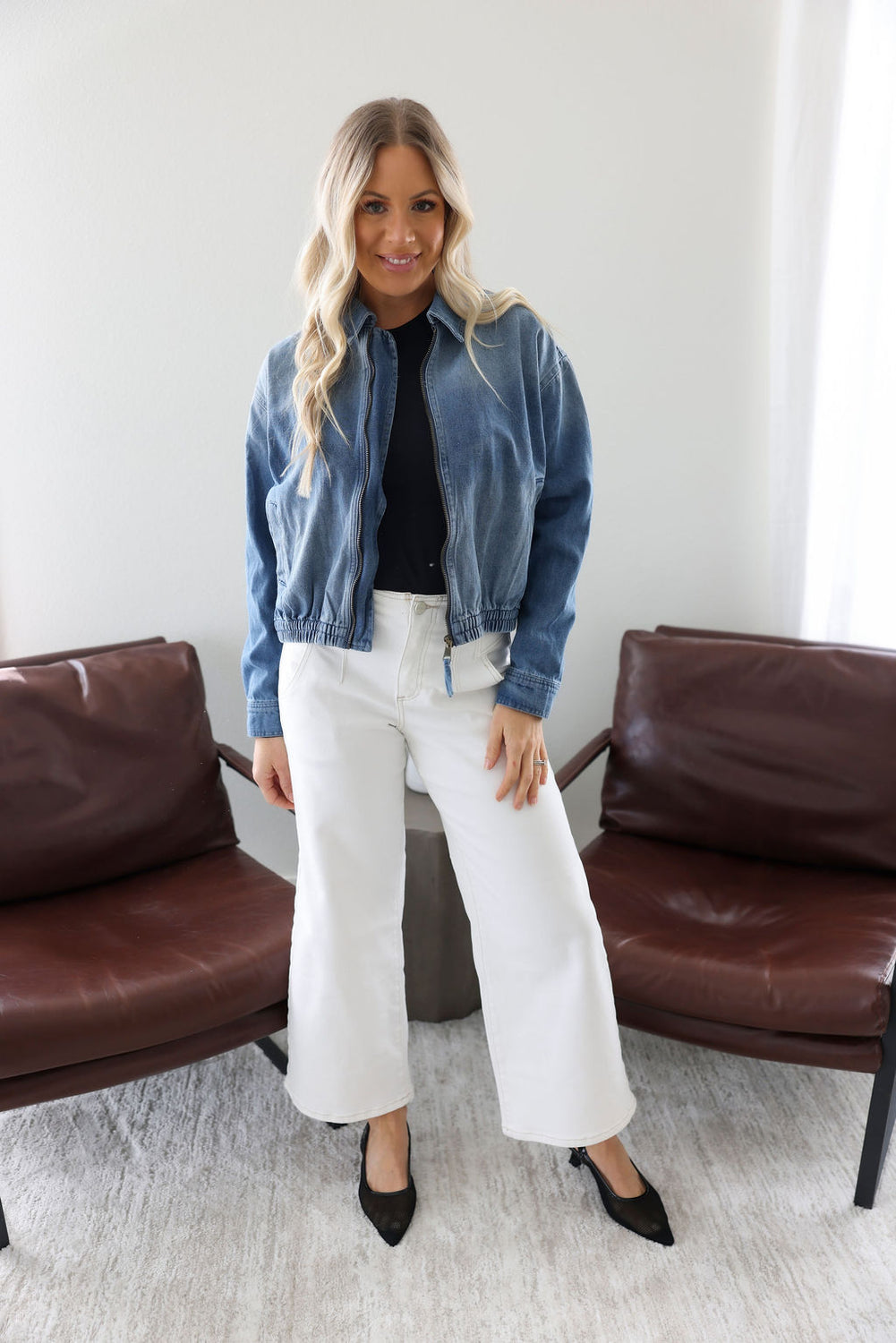 Shanae Denim Bomber Jacket