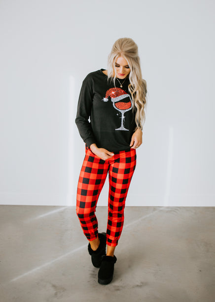 Wine Plaid Pajama Set