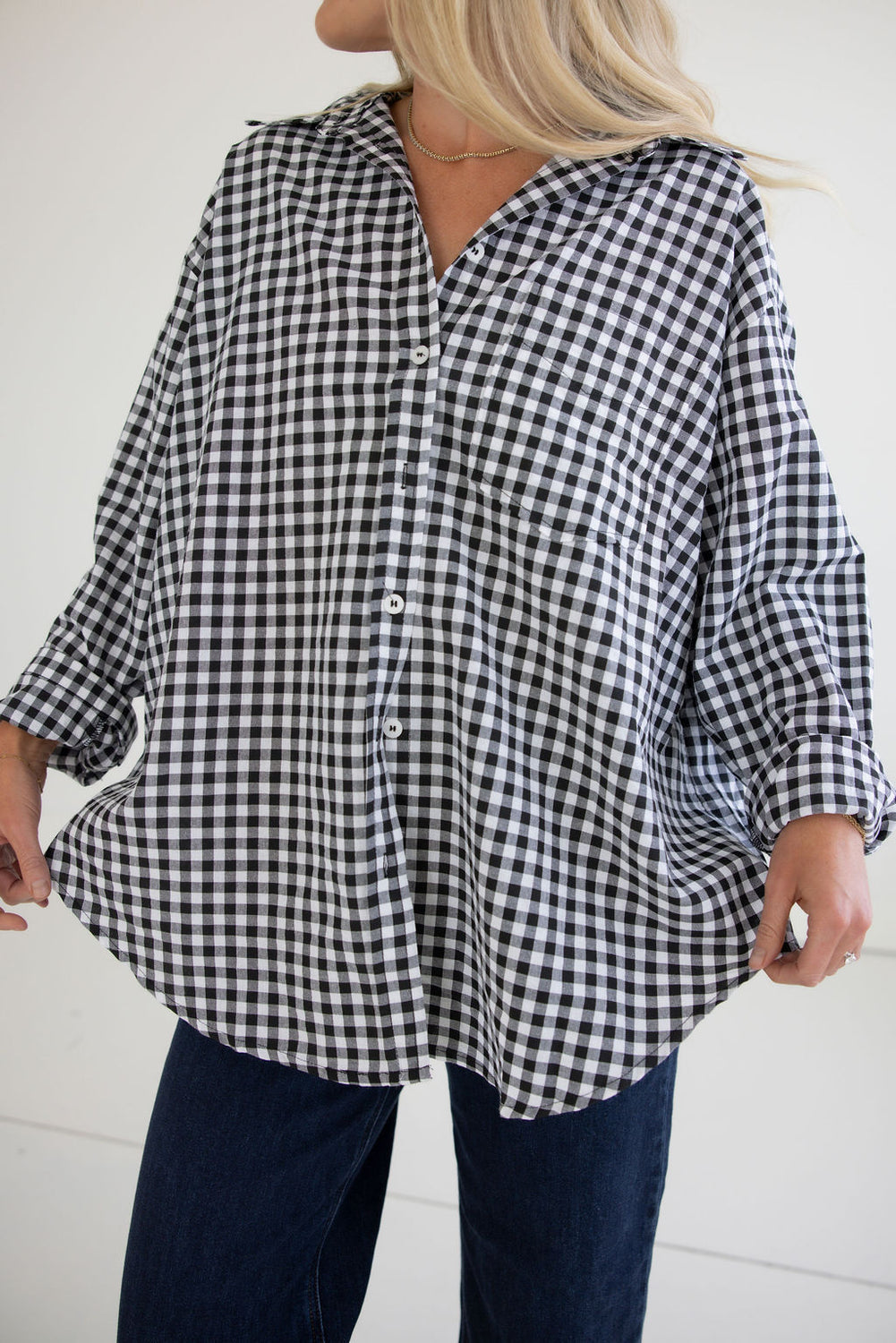 Britten Gingham Button Down Top