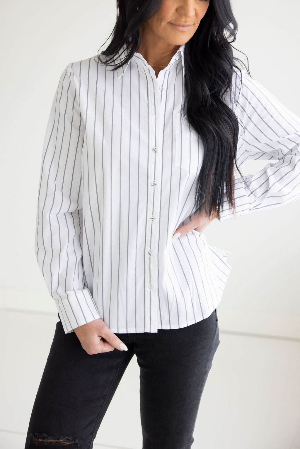 image of Winnie Striped Poplin Blouse