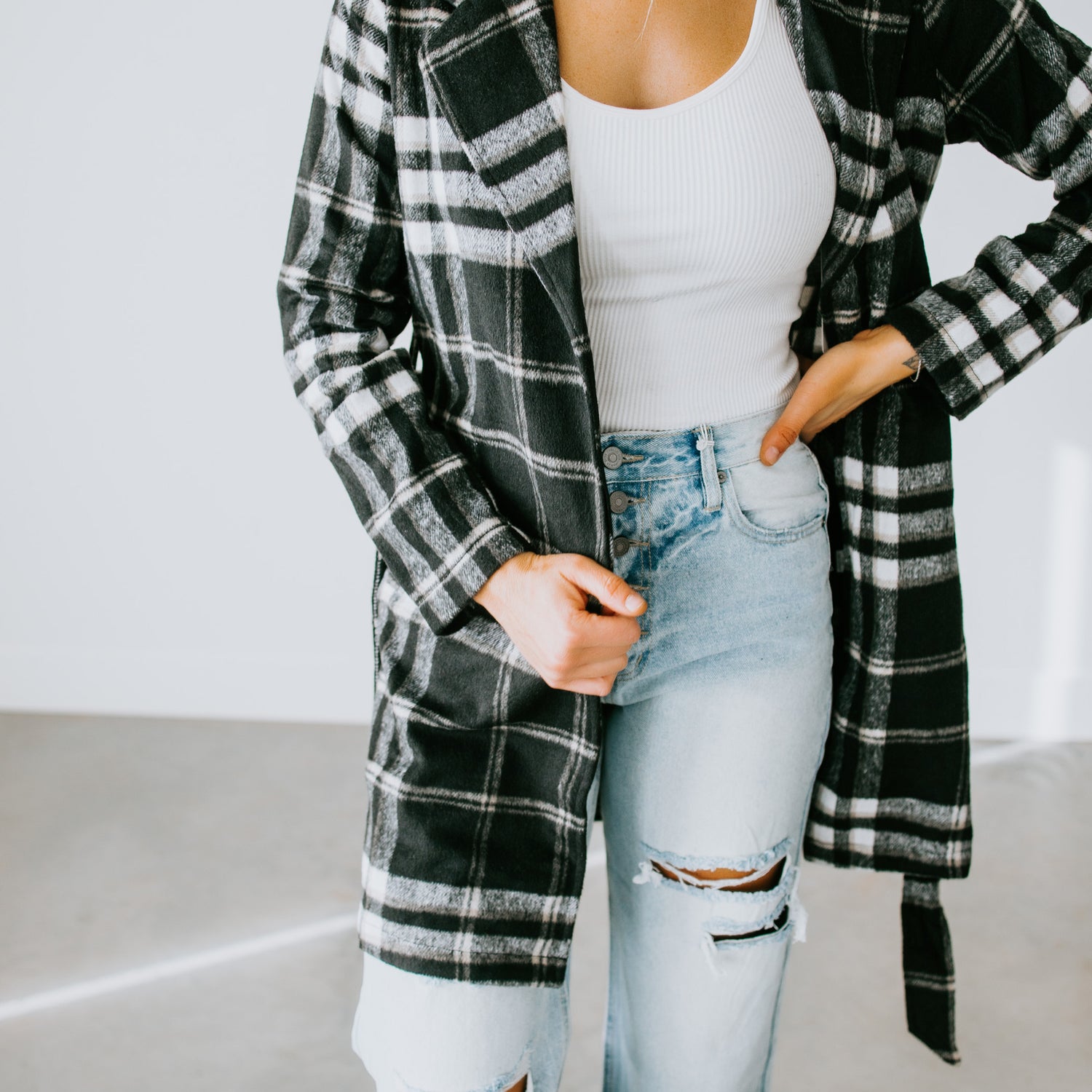 Lucas Belted Plaid Jacket