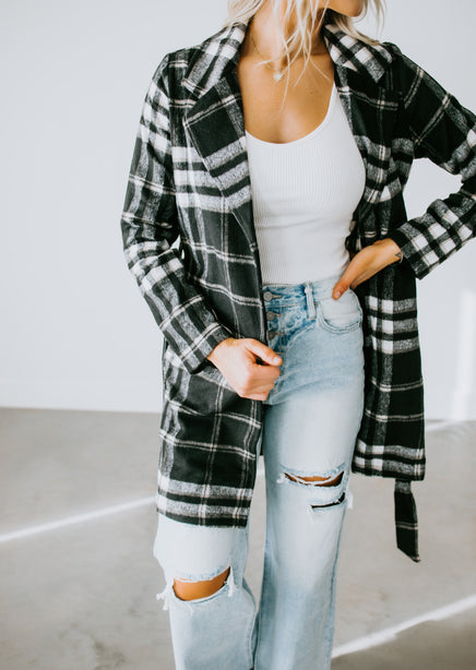 Lucas Belted Plaid Jacket