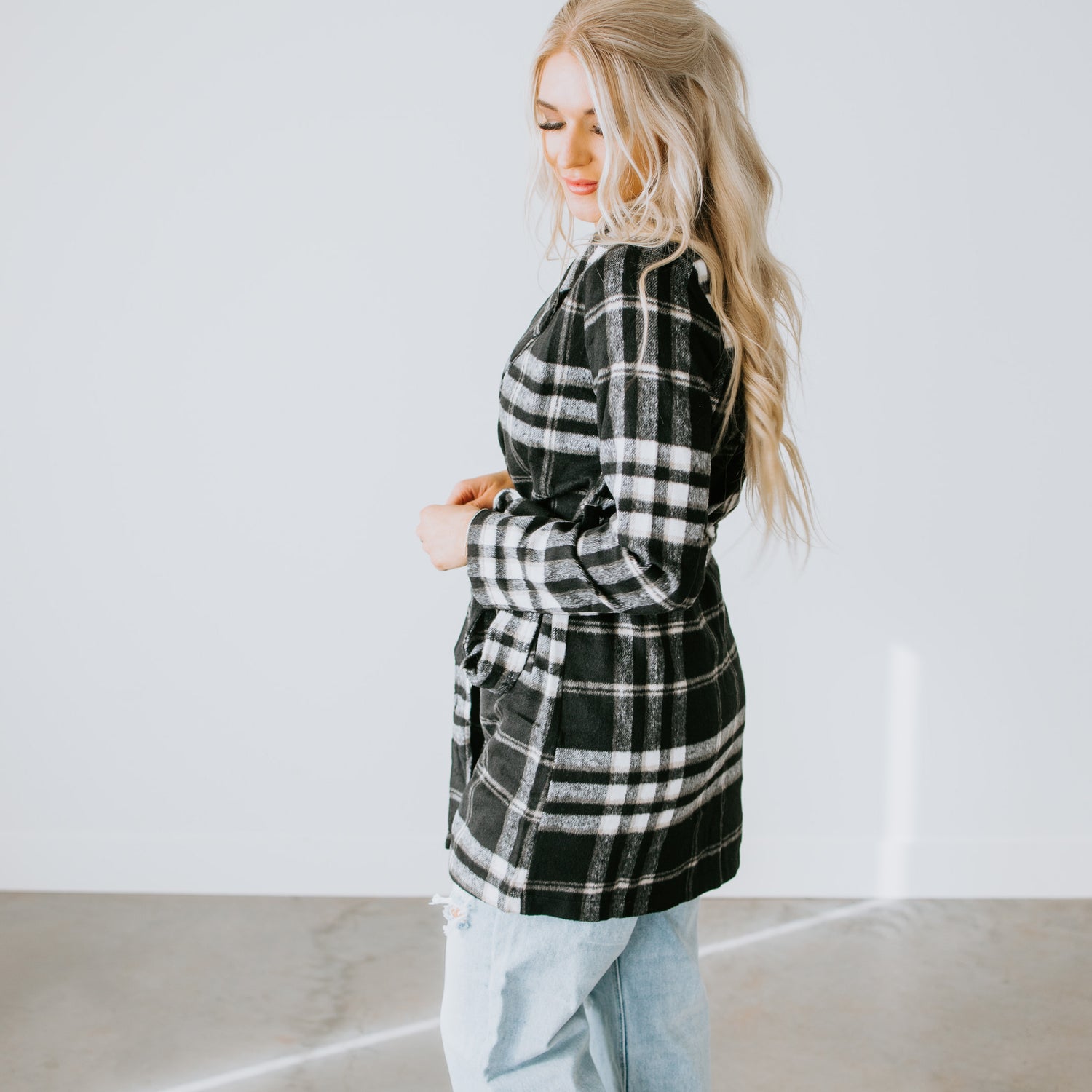 Lucas Belted Plaid Jacket