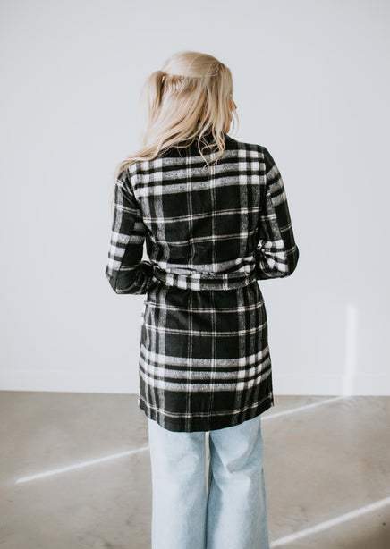 Lucas Belted Plaid Jacket