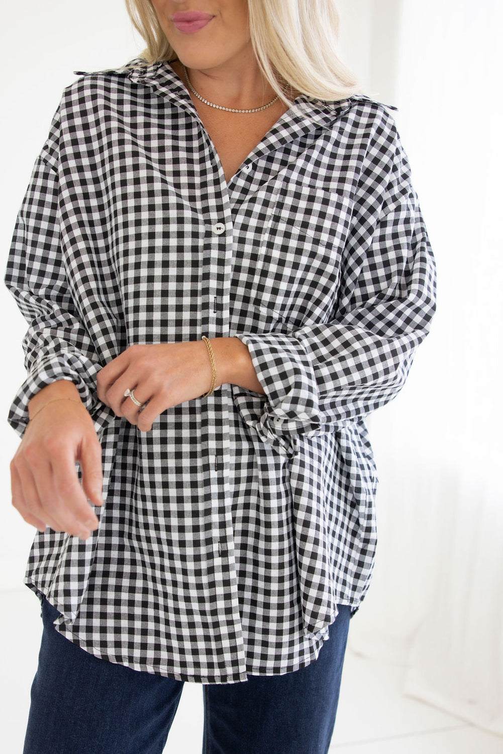 Britten Gingham Button Down Top