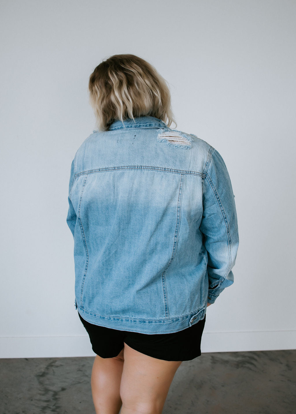 Curvy Zamora Distressed Denim Jacket