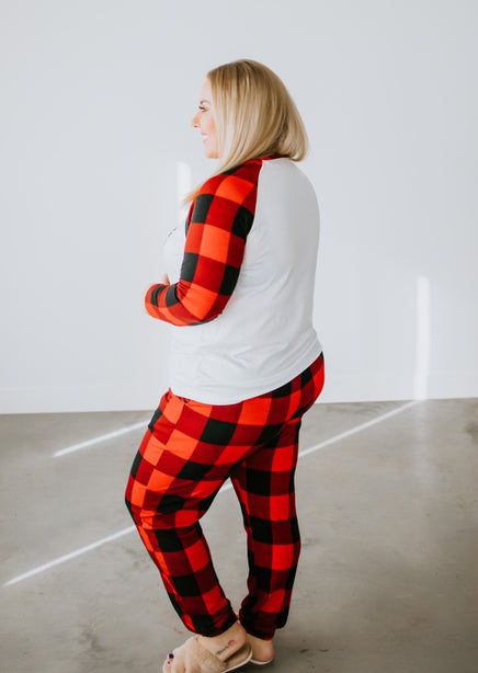 Curvy Merry Christmas Plaid Pajama Set