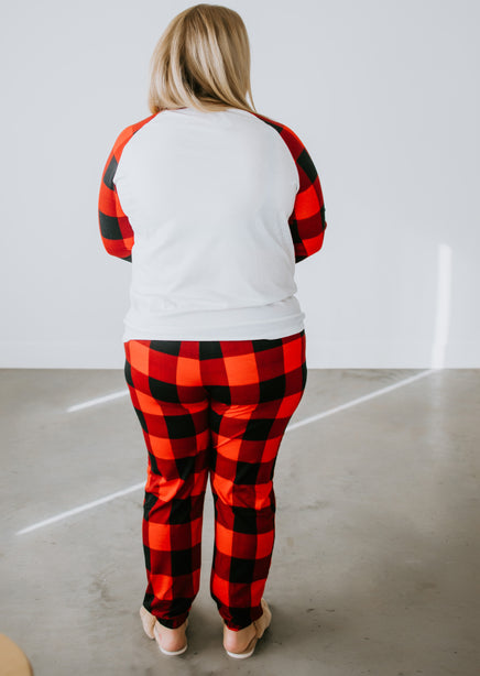 Curvy Merry Christmas Plaid Pajama Set