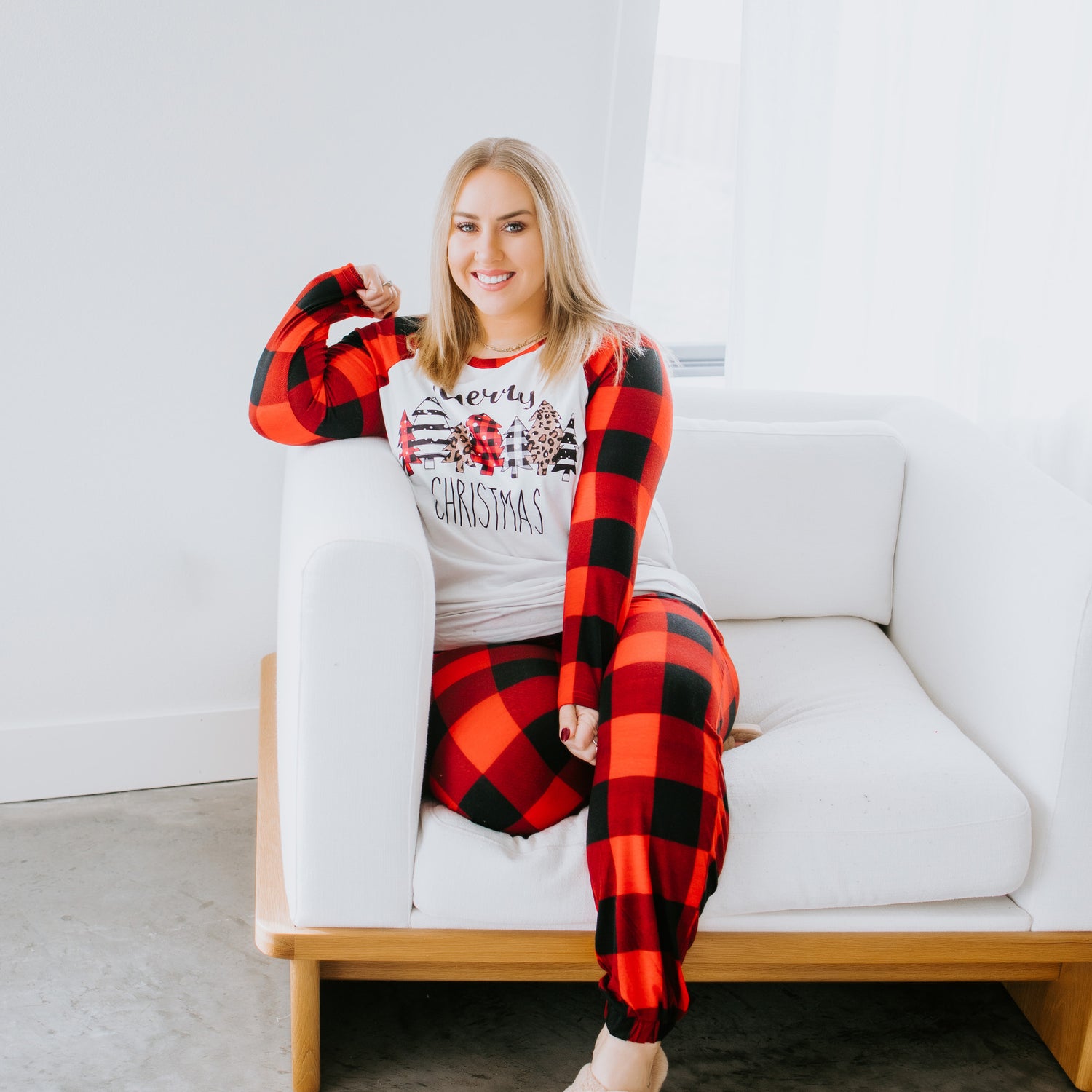 Curvy Merry Christmas Plaid Pajama Set